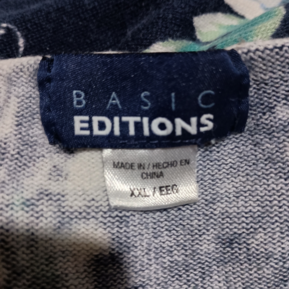 Basic Editions L/S Navy Floral Top - Picture 6 of 8
